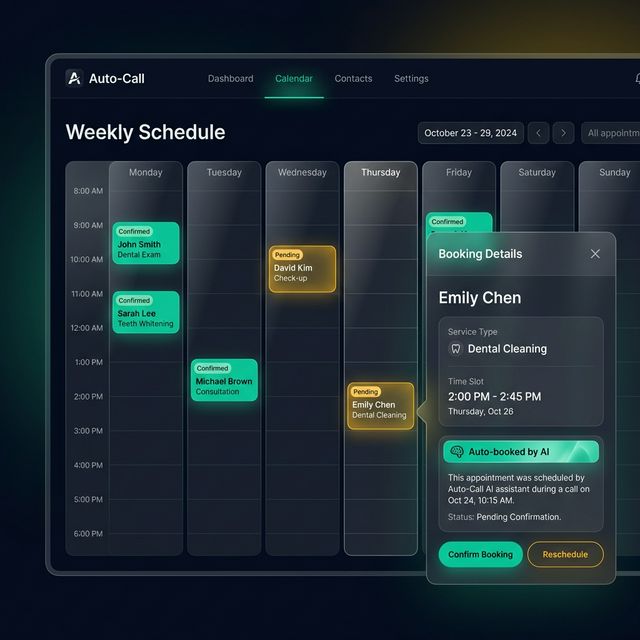 Weekly calendar view with AI-booked appointments